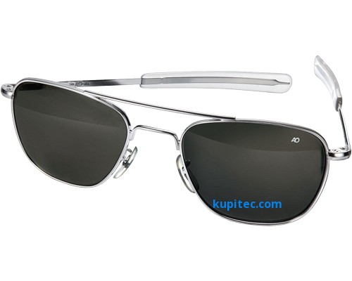 Солнцезащитные очки AO Original Pilot Sunglasses®, ширина линз 57 мм, оправа из блестящего хрома