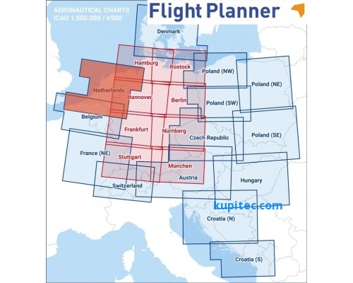 Flight Planner / Sky-Map Visual 500 Karte Niederlande inkl. Anflugkarten