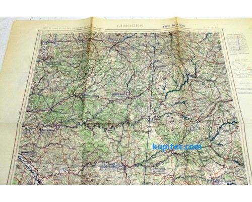 Историческая карта Франции Лимож 1956