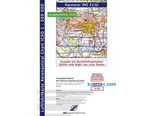 ICAO Karte Hannover mit Nachttiefflugstrecken