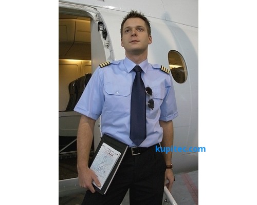Мужская рубашка для пилота, КОМФОРТНЫЙ КРОЙ, голубой, короткие рукава