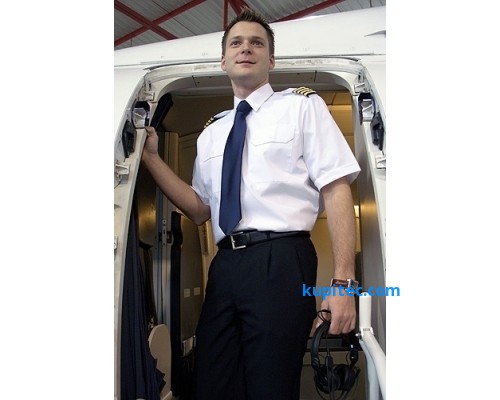 Рубашка мужская пилот, COMFORT FIT, белый, короткие рукава